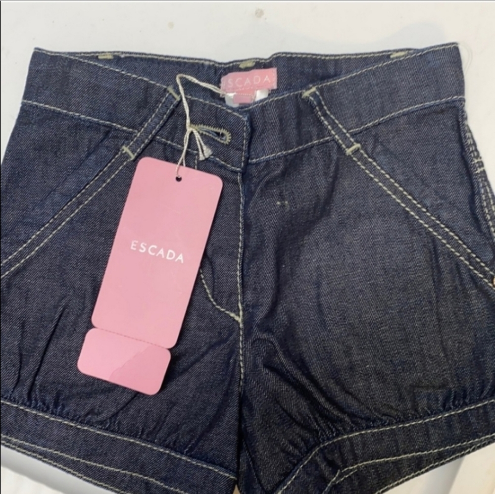 NWT Escada girl's shorts size 6M Denim colored.